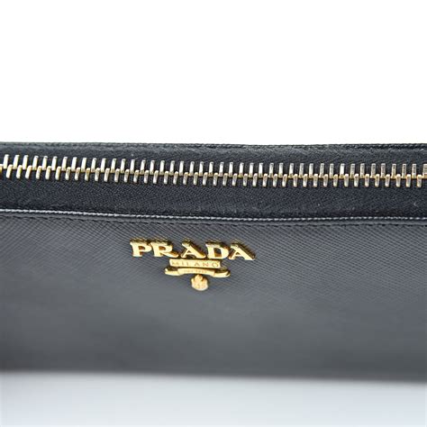 prada women's saffiano zip-around wallet black|prada odette saffiano.